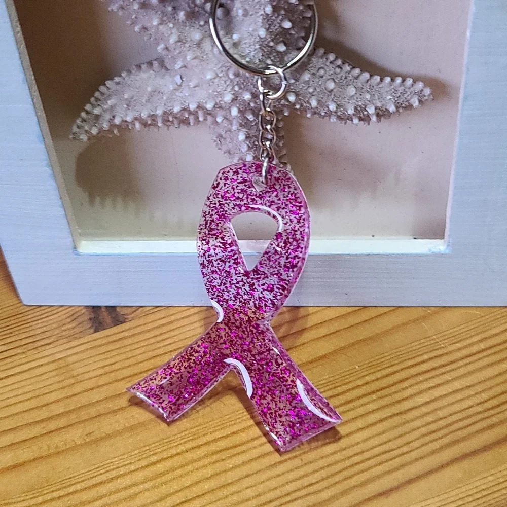 Purple cancer awarness resin key chain